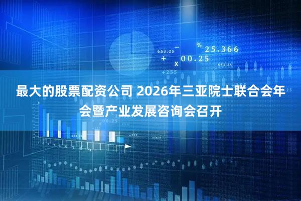 最大的股票配资公司 2026年三亚院士联合会年会暨产业发展咨询会召开